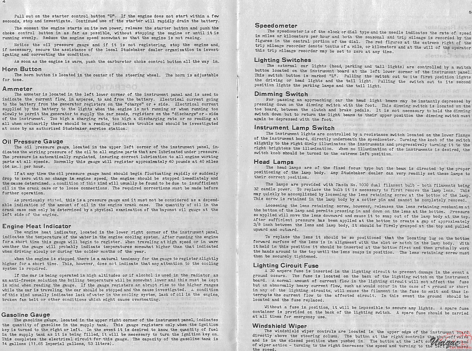 1934 Studebaker Dictator Owners Manual Page 4